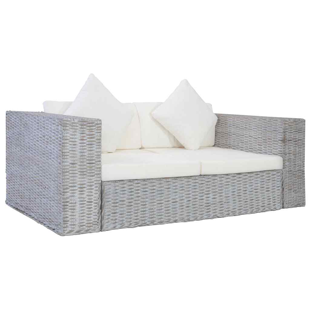 Canapé à 2 places avec coussins Gris Rotin naturel - XIOS