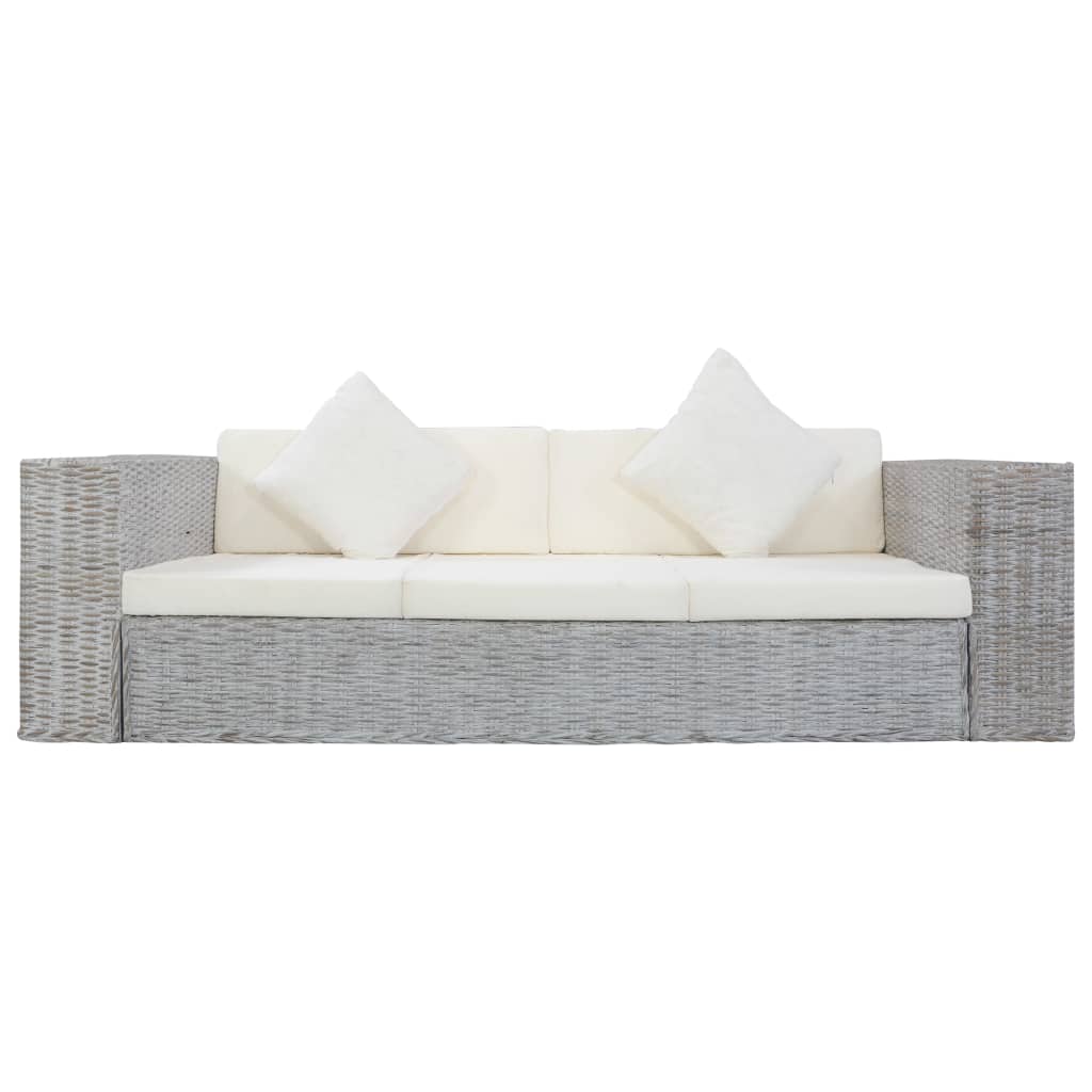 Canapé à 3 places avec coussins Gris Rotin naturel - XIOS