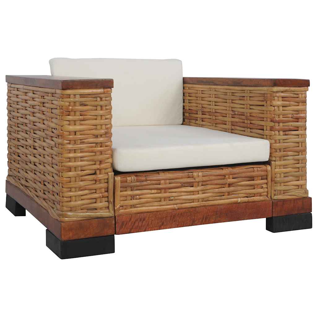 Fauteuil avec coussins Marron Rotin naturel - XIOS