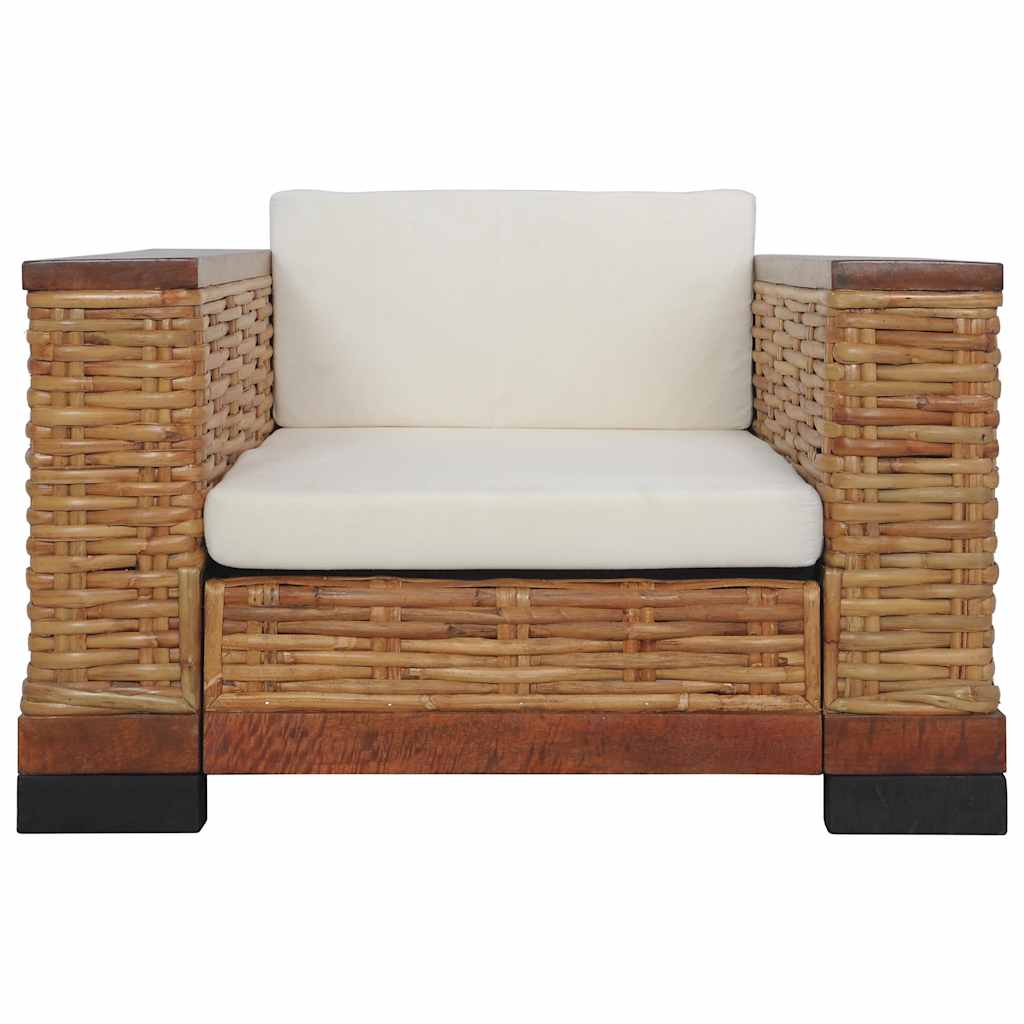 Fauteuil avec coussins Marron Rotin naturel - XIOS