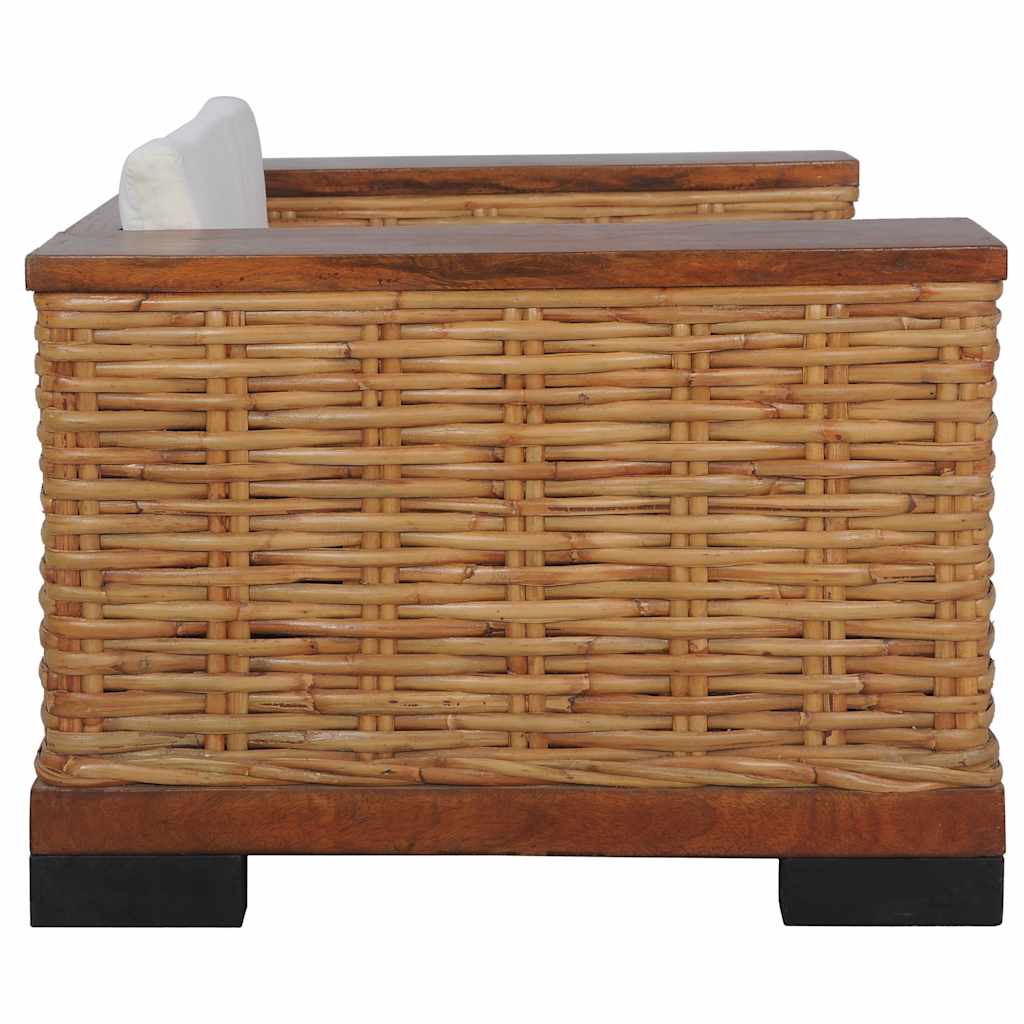 Fauteuil avec coussins Marron Rotin naturel - XIOS