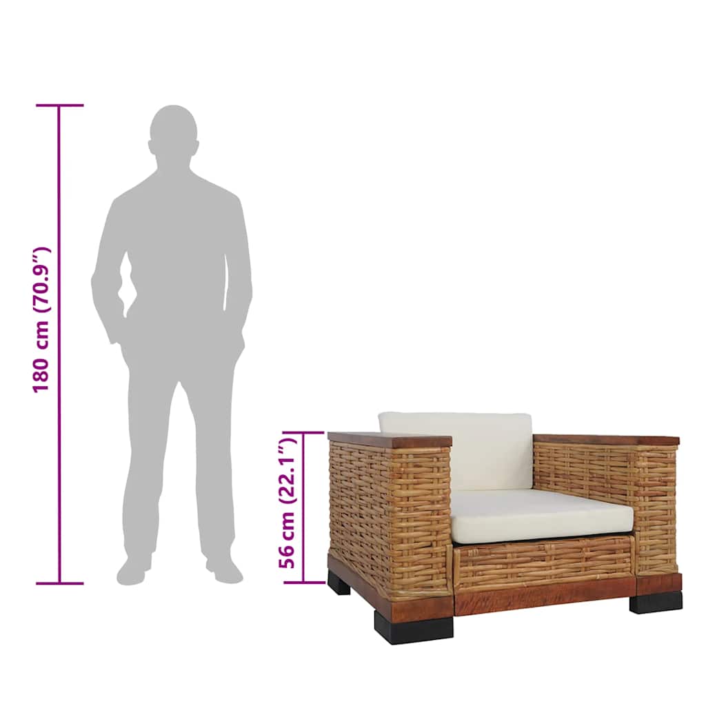 Fauteuil avec coussins Marron Rotin naturel - XIOS