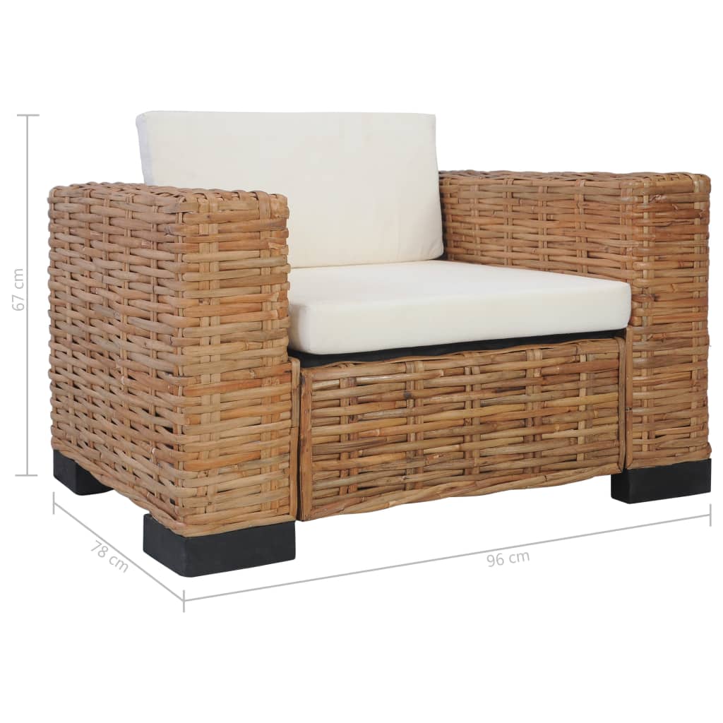 Fauteuil avec coussins Rotin naturel Fauteuils vidaXL