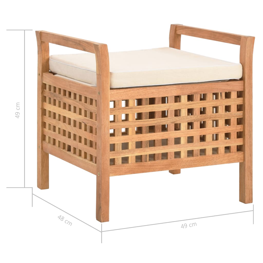 Banc de rangement 49x48x49 cm Bois de noyer massif - XIOS