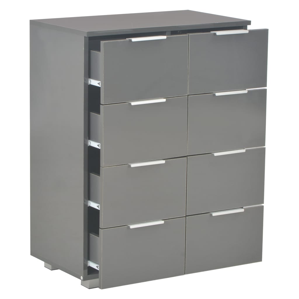 Buffet Gris brillant 60x35x80 cm Bois d'ingénierie - XIOS