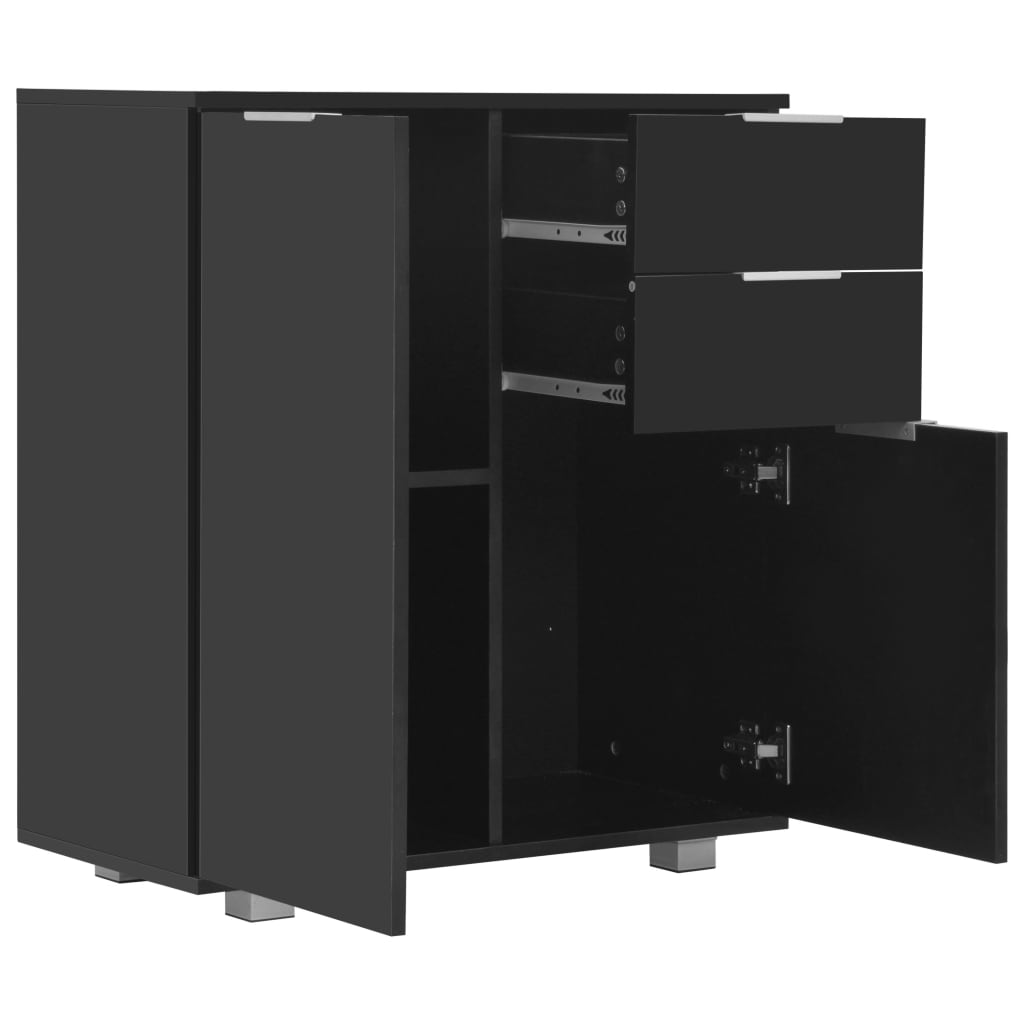 Buffet Noir brillant 71x35x80 cm Bois d'ingénierie - XIOS