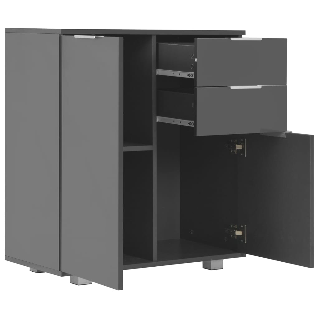 Buffet Gris brillant 71x35x80 cm Bois d'ingénierie - XIOS