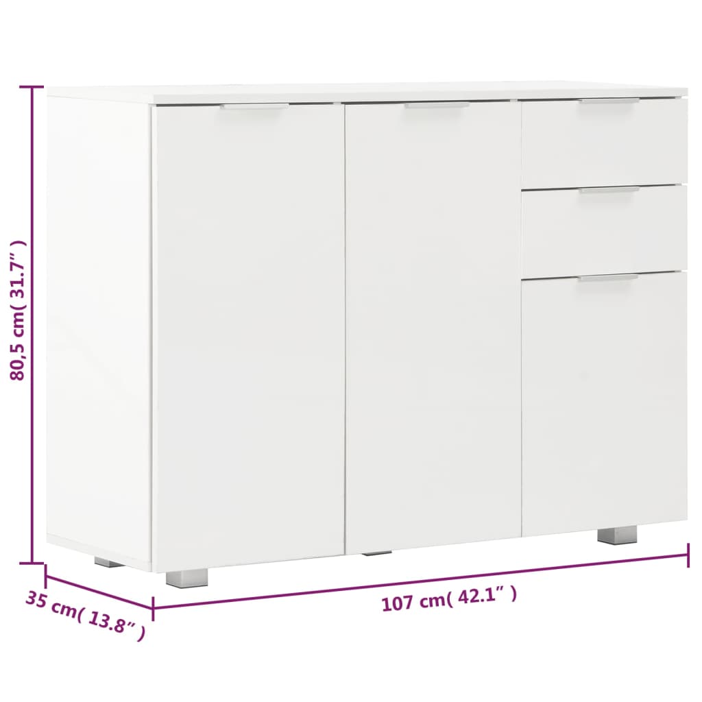 Buffet Blanc brillant 107x35x80,5 cm - XIOS