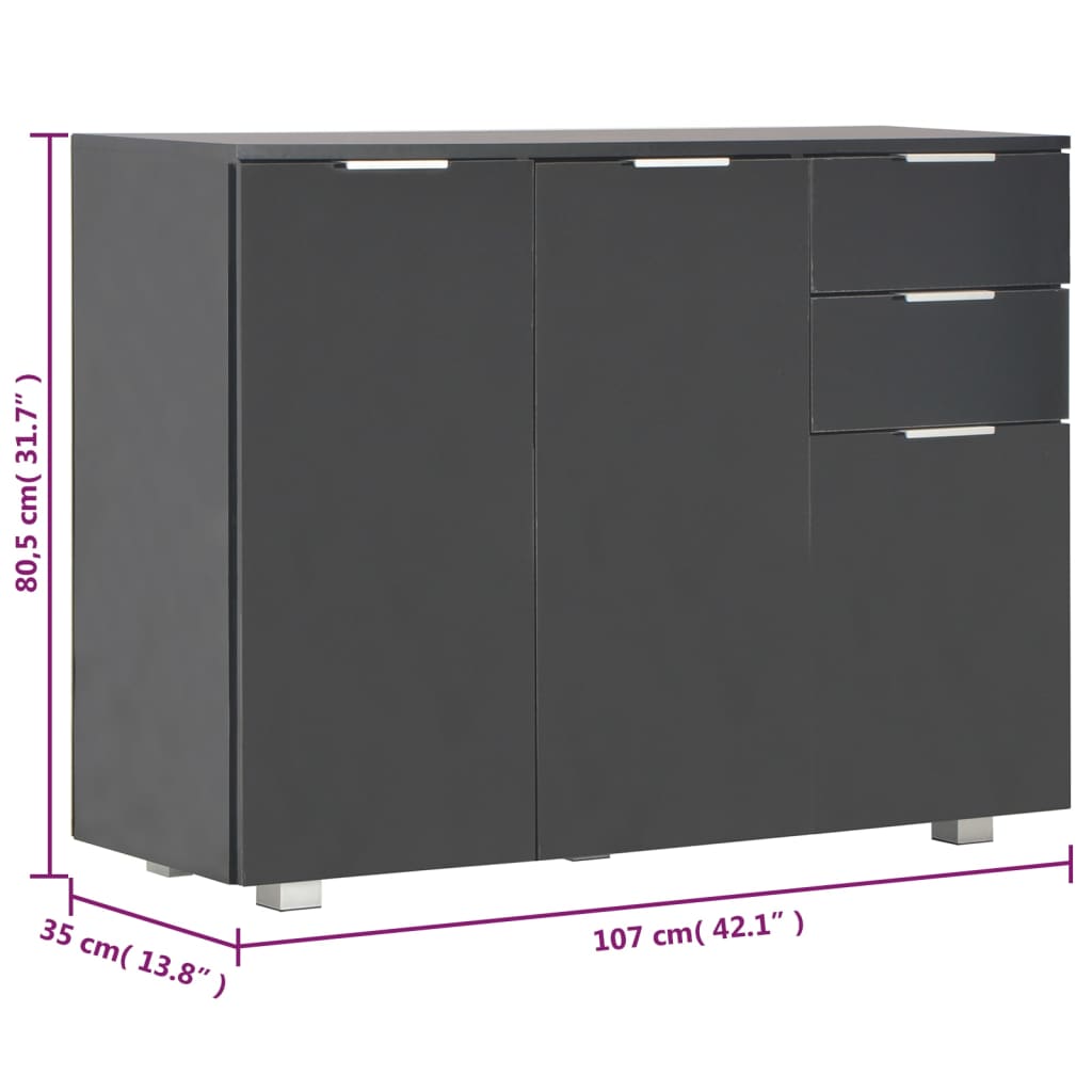 Buffet Noir brillant 107x35x80,5 cm - XIOS