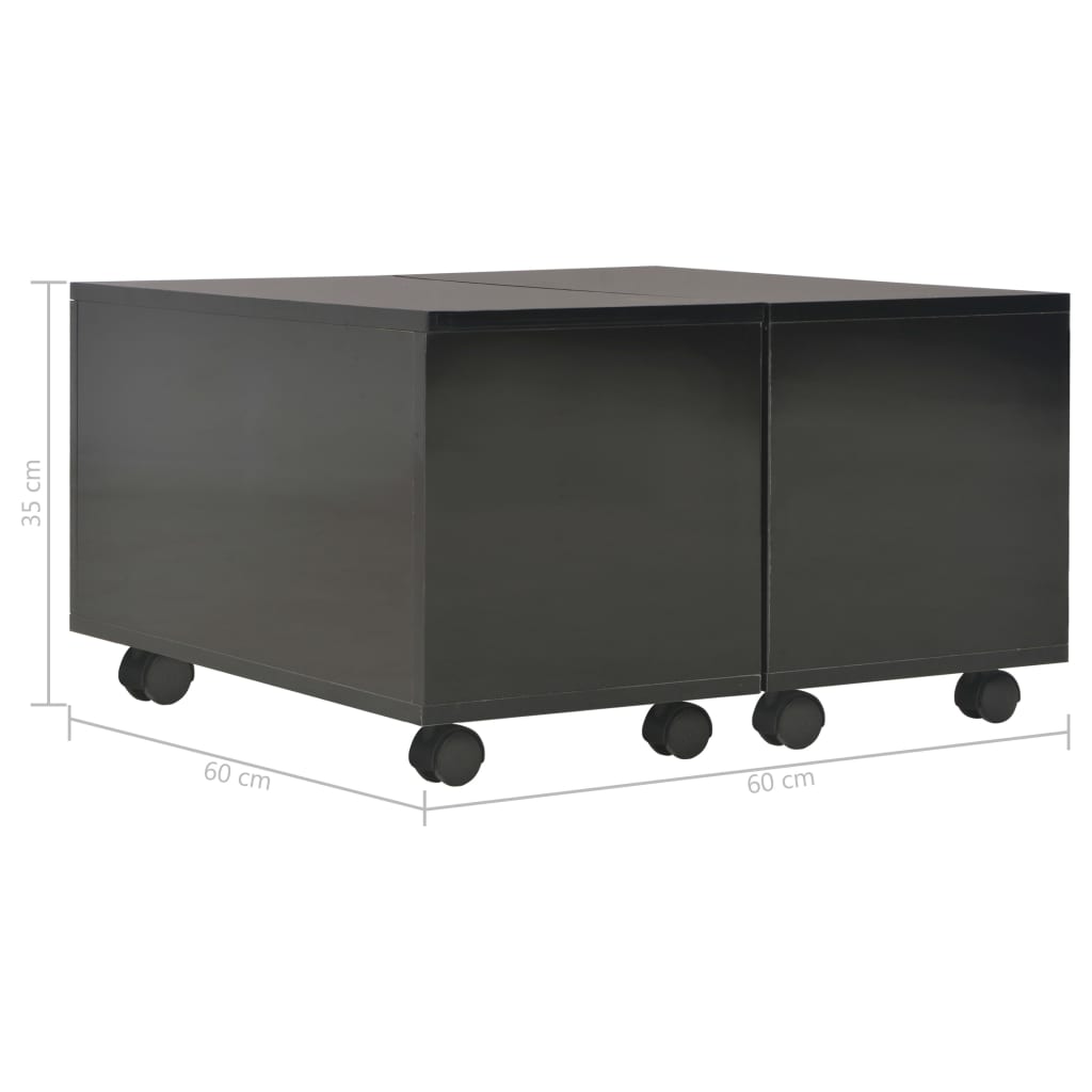 Table basse Noir brillant 60x60x35 cm Bois d'ingénierie - XIOS