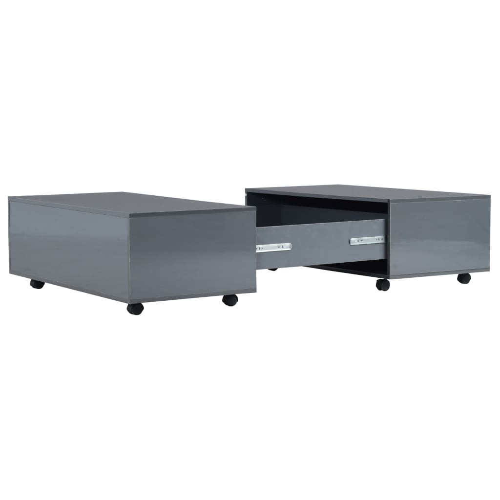 Table basse Gris brillant 100x100x35 cm - XIOS