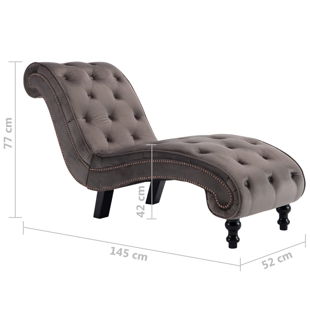 Chaise longue Velours Gris - XIOS