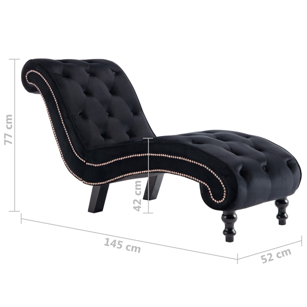 Chaise longue Noir Velours - XIOS