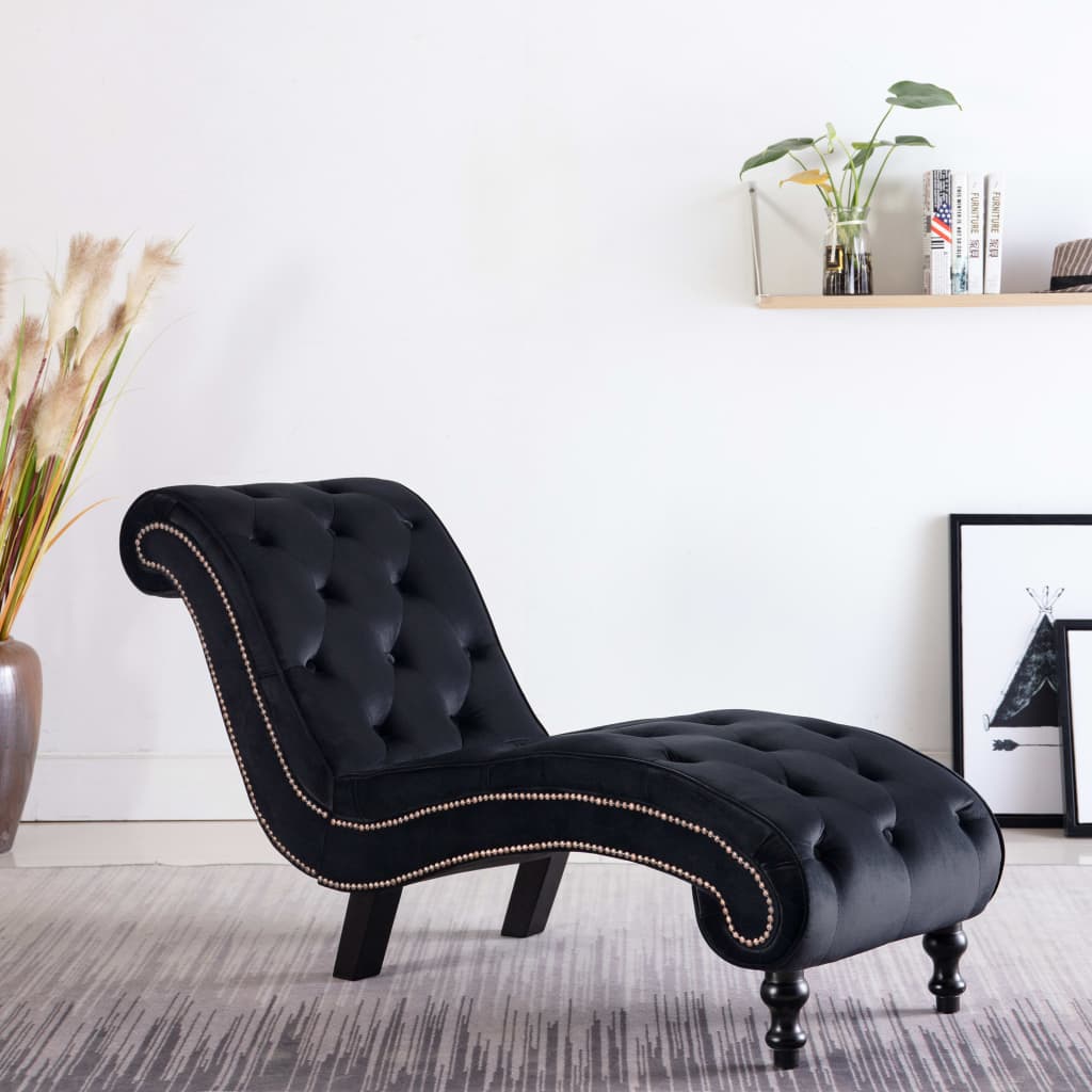 Chaise longue Noir Velours - XIOS