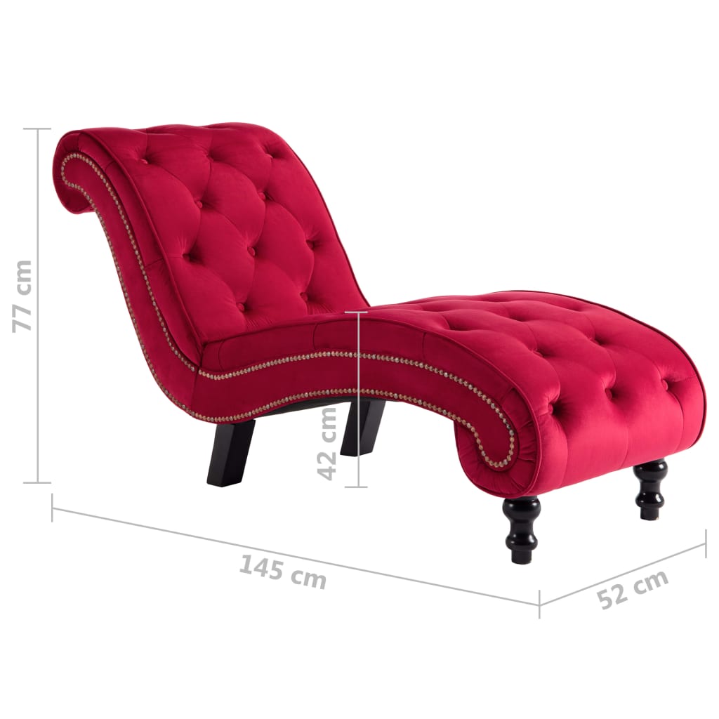 Chaise longue Velours Rouge - XIOS