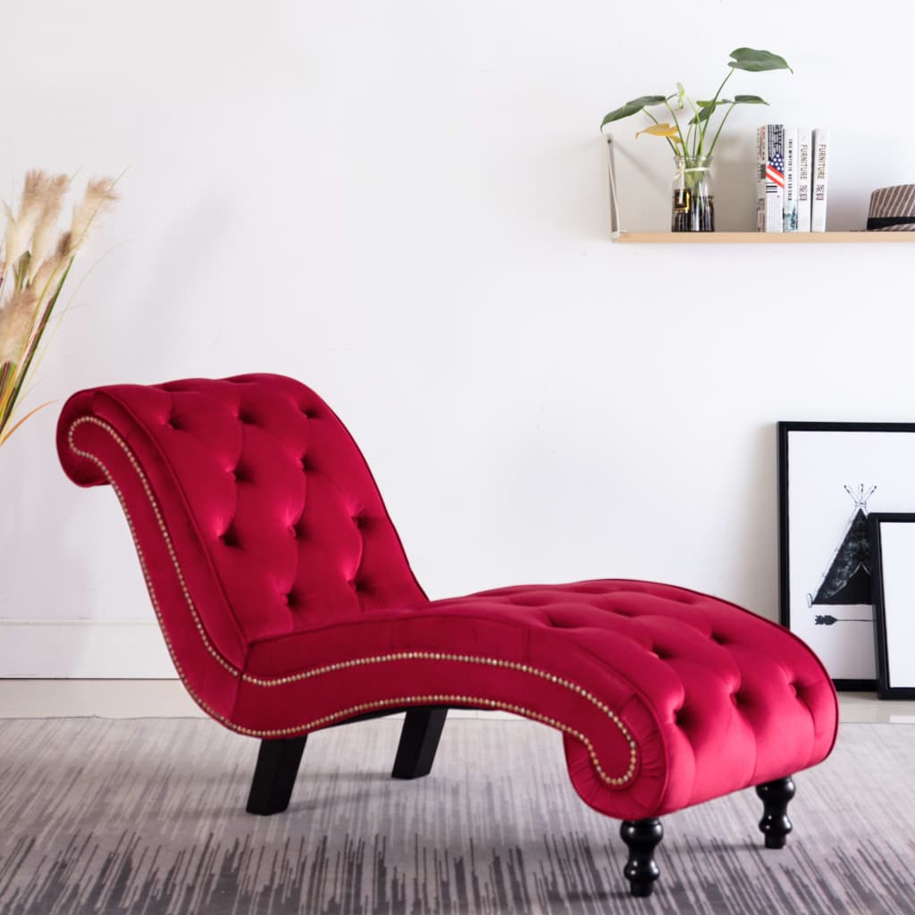 Chaise longue Velours Rouge - XIOS