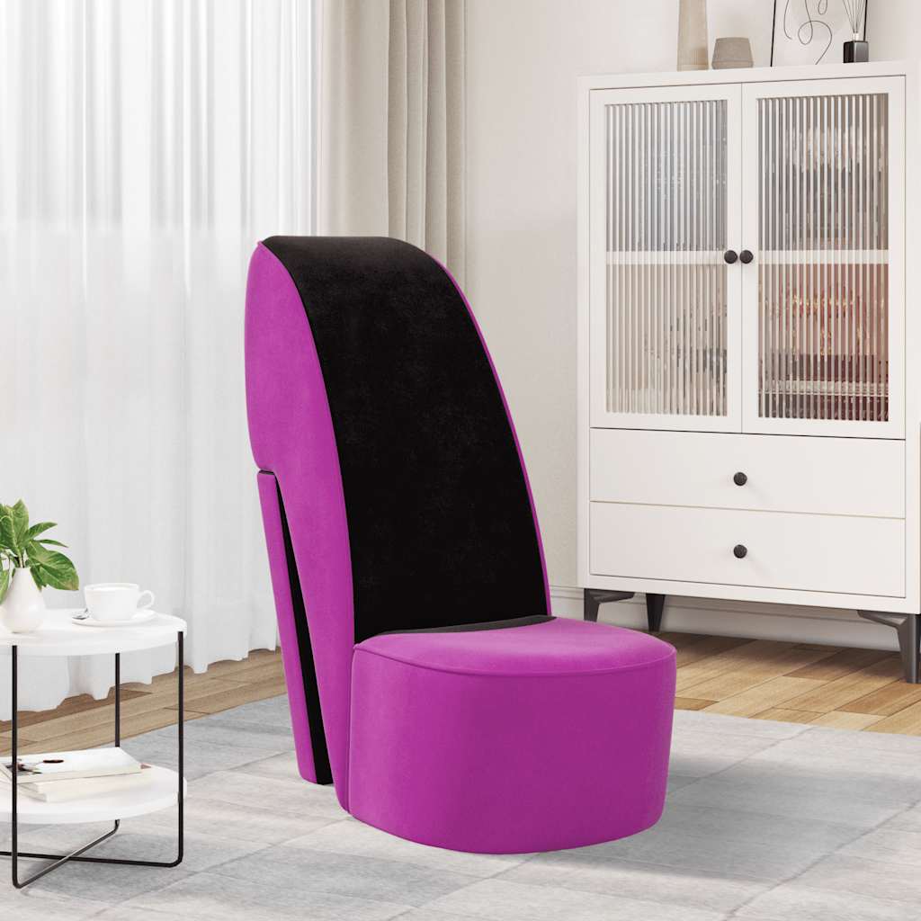 Chaise en forme de chaussure à talon haut Violet Velours - XIOS