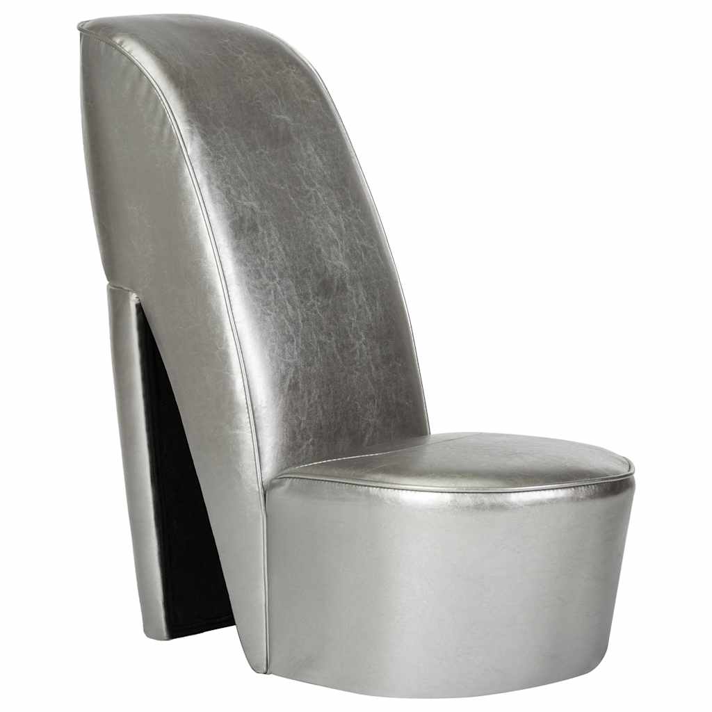 Chaise en forme de chaussure à talon haut argenté similicuir - XIOS