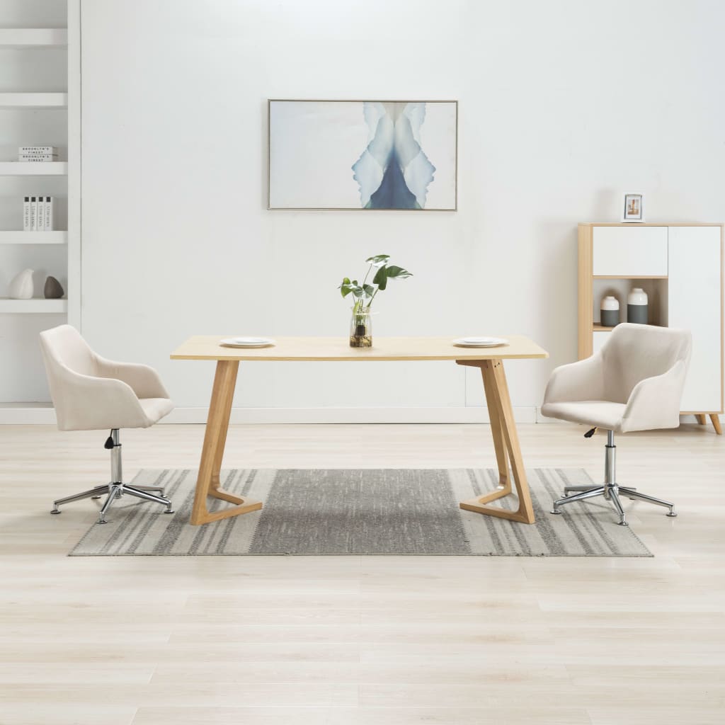 Chaises pivotantes à manger lot de 2 crème tissu - XIOS