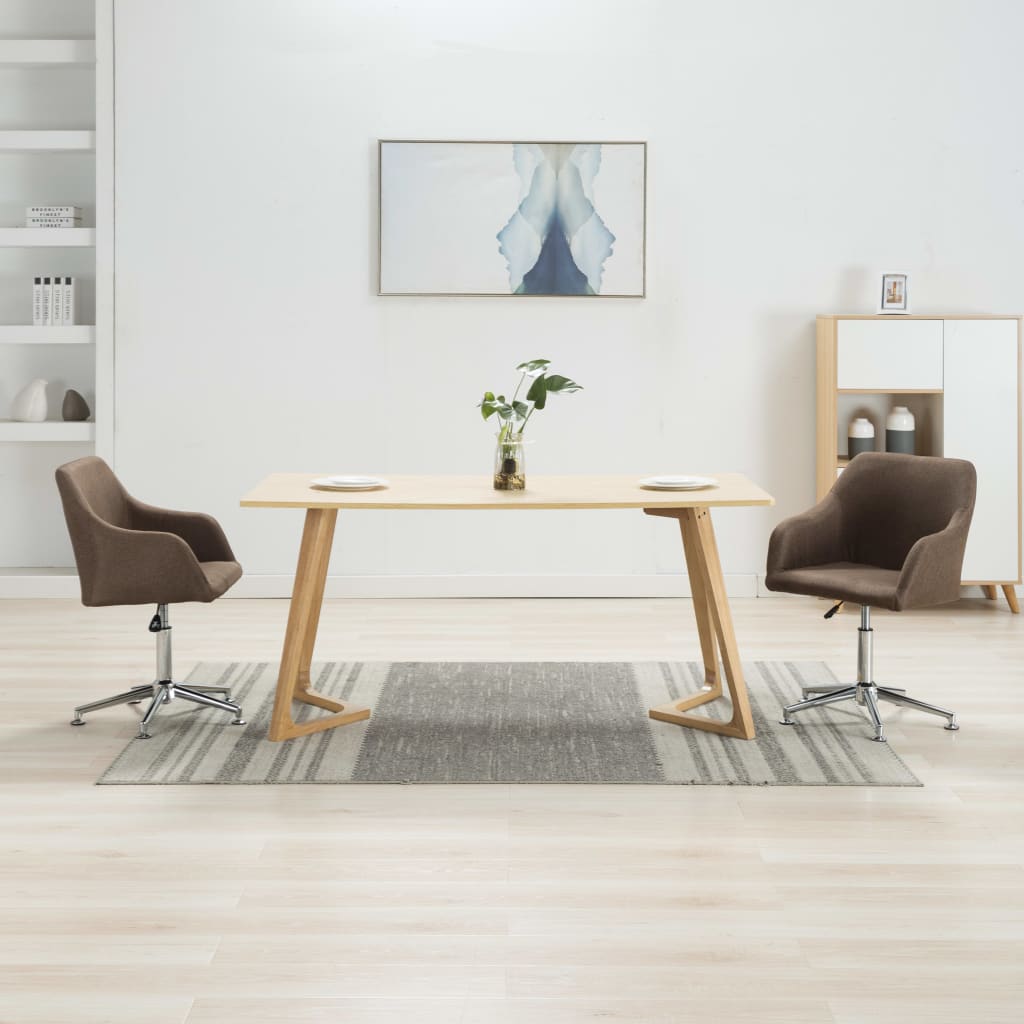 Chaises pivotantes à manger lot de 2 marron tissu - XIOS