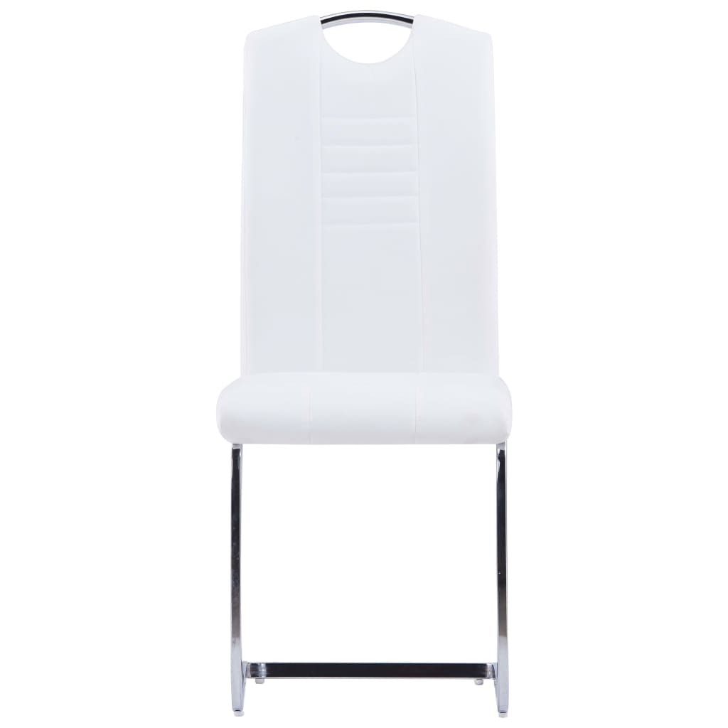 Chaises à manger cantilever lot de 4 blanc similicuir