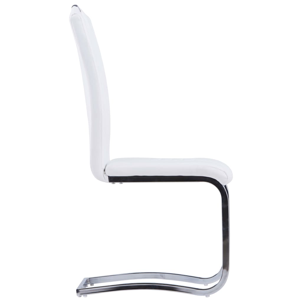 Chaises à manger cantilever lot de 4 blanc similicuir
