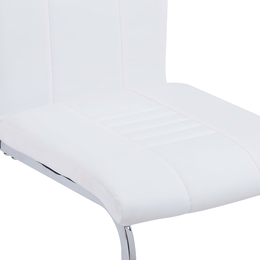 Chaises à manger cantilever lot de 4 blanc similicuir