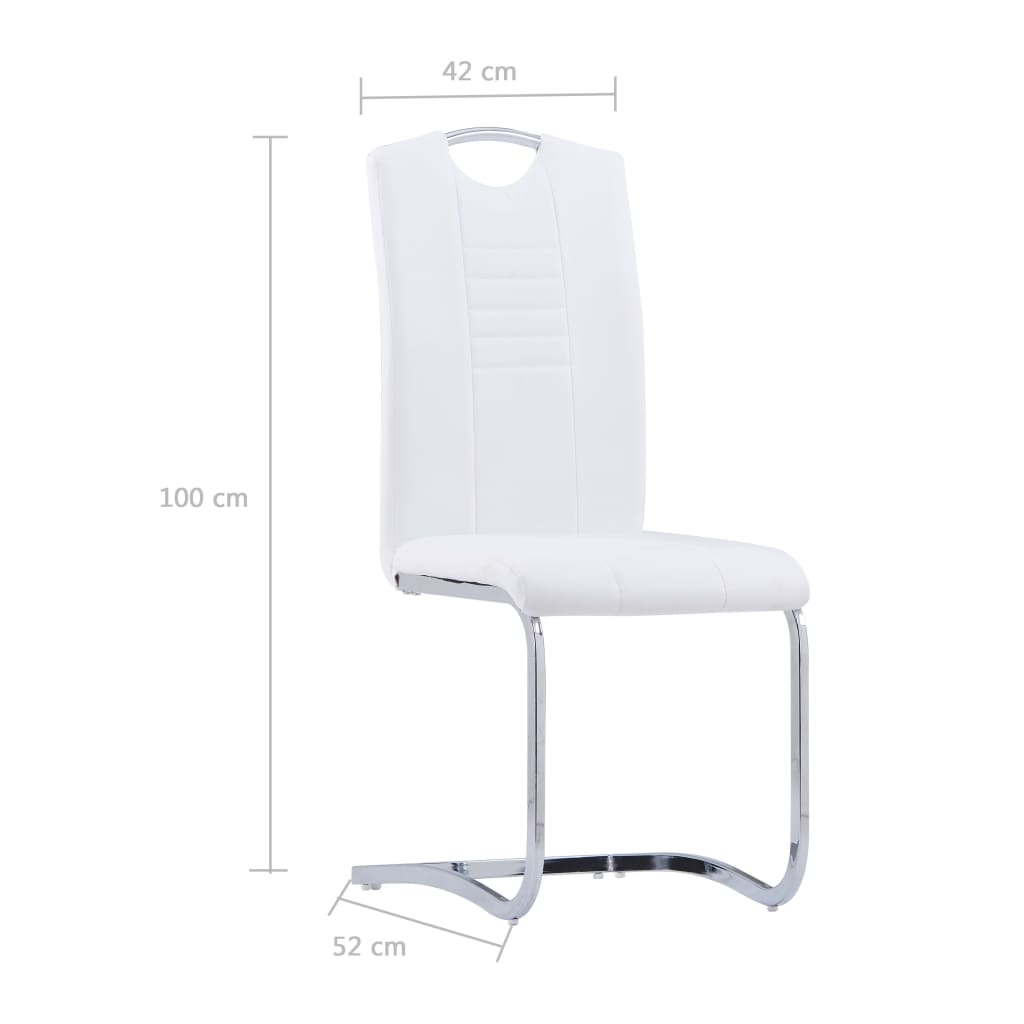 Chaises à manger cantilever lot de 4 blanc similicuir