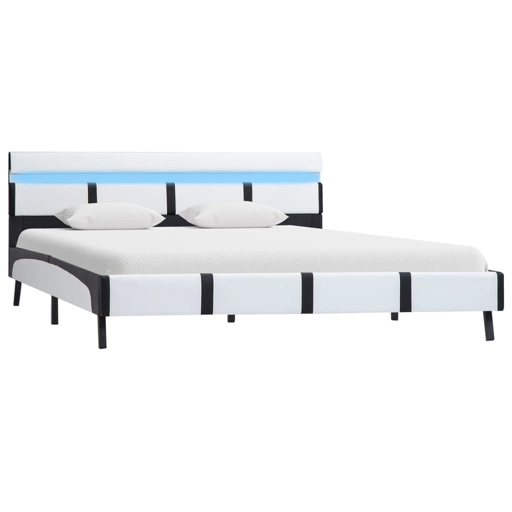 Cadre de lit avec LED sans matelas blanc 140x200 cm similicuir - XIOS