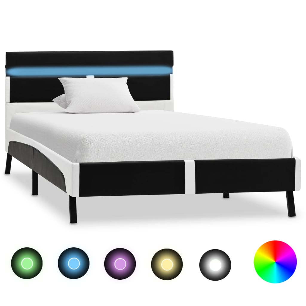Cadre de lit avec LED sans matelas noir similicuir 90x200 cm - XIOS