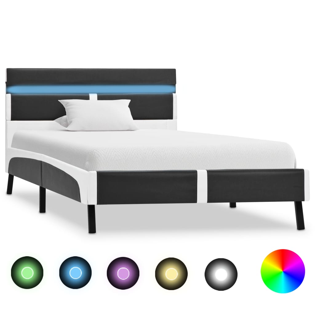 Cadre de lit avec LED sans matelas gris similicuir 90x200 cm - XIOS