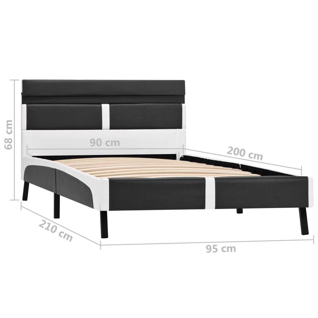 Cadre de lit avec LED sans matelas gris similicuir 90x200 cm - XIOS