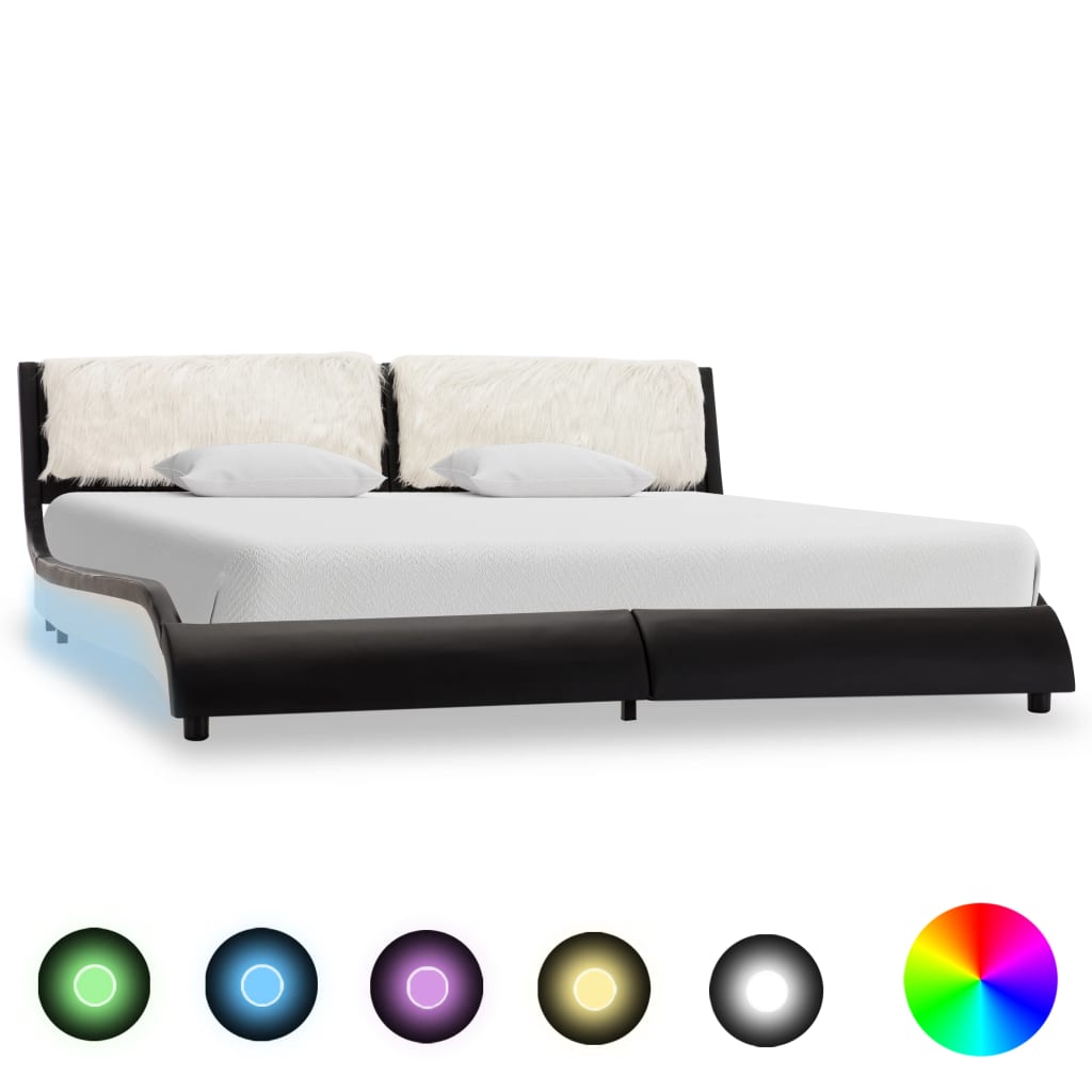 Cadre de lit avec LED sans matelas noir et blanc 180x200 cm - XIOS