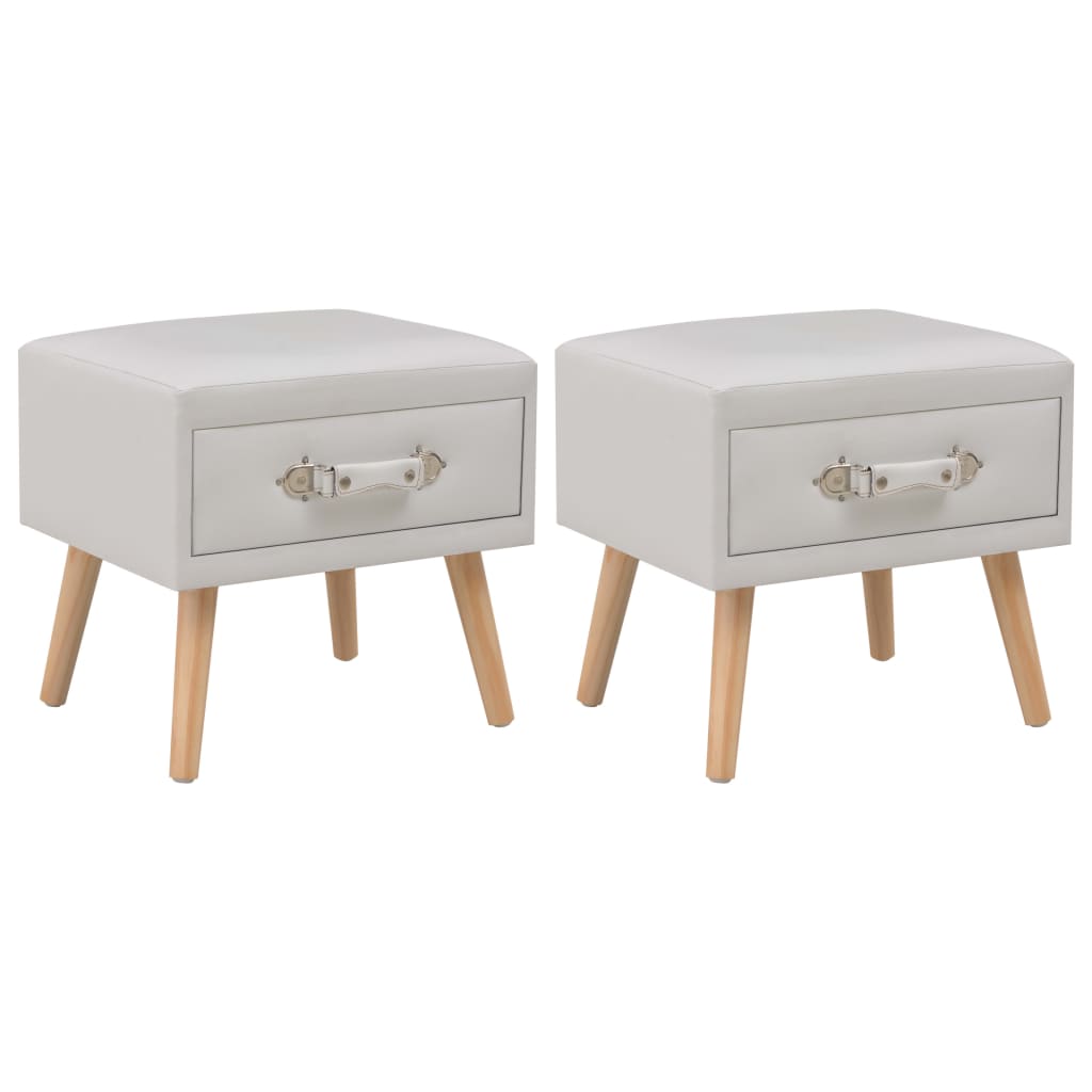 Tables de chevet 2 pcs Blanc 40x35x40 cm Similicuir - XIOS