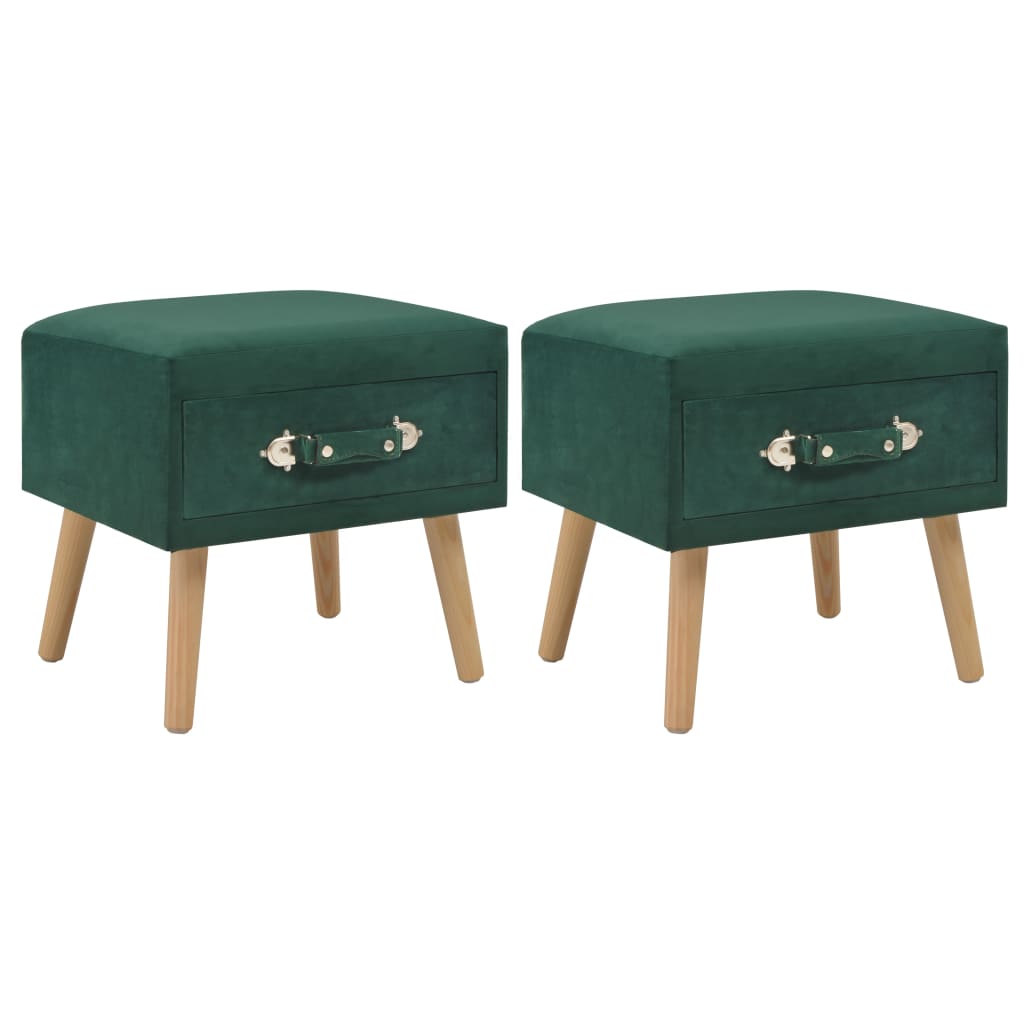 Tables de chevet 2 pcs Vert 40x35x40 cm Velours - XIOS