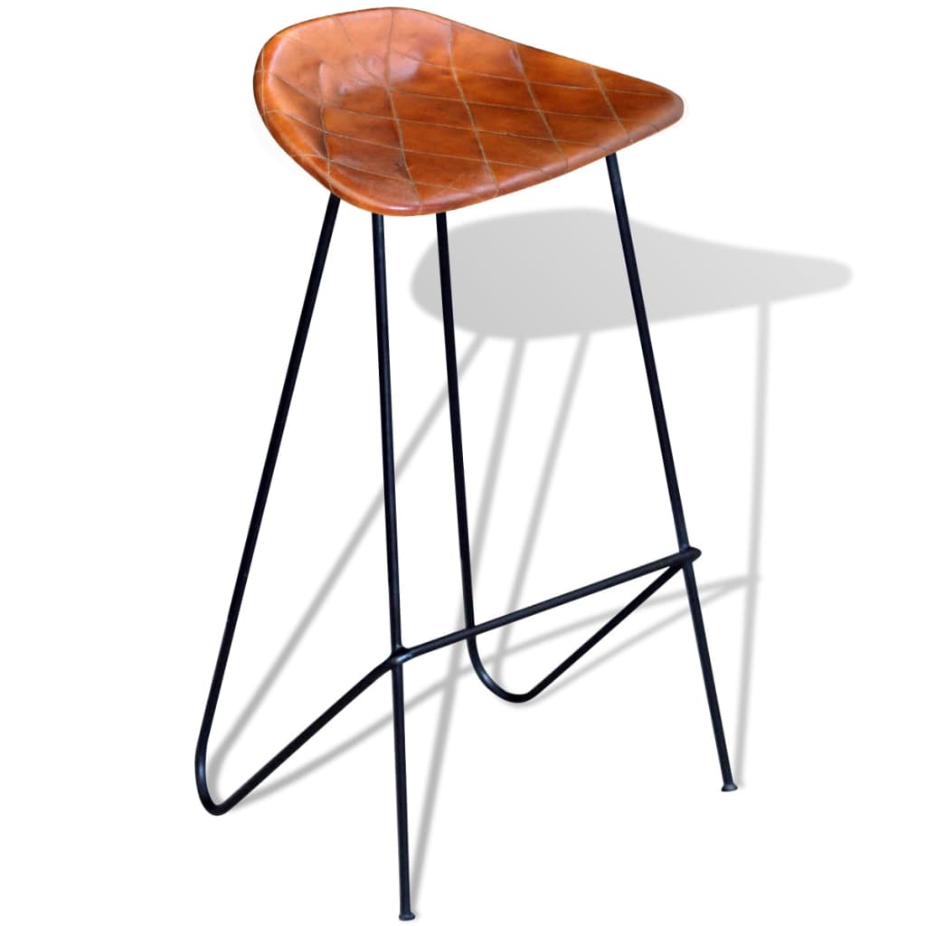 Chaises de bar lot de 6 marron cuir véritable - XIOS