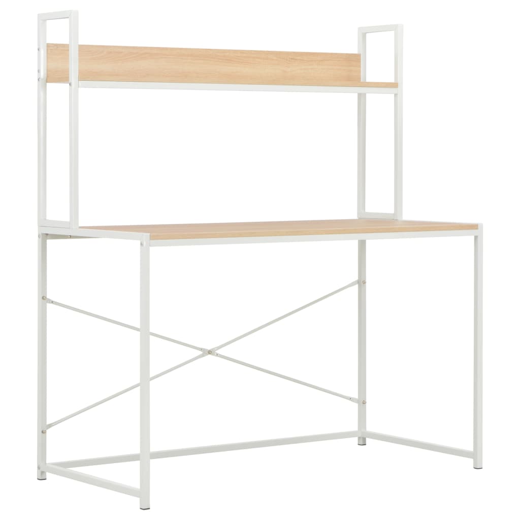 Bureau d'ordinateur Blanc et chêne 120 x 60 x 138 cm Bureaux vidaXL   
