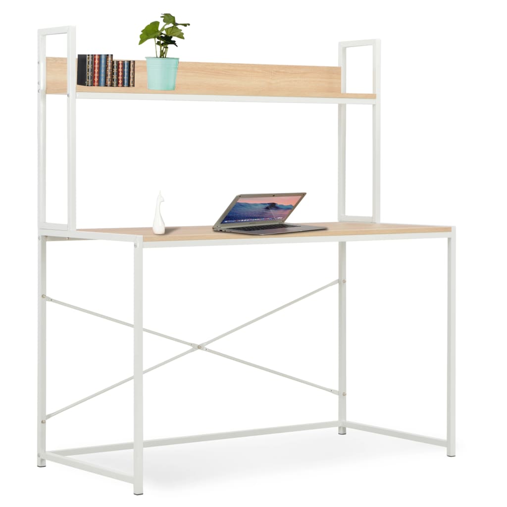 Bureau d'ordinateur Blanc et chêne 120 x 60 x 138 cm Bureaux vidaXL   