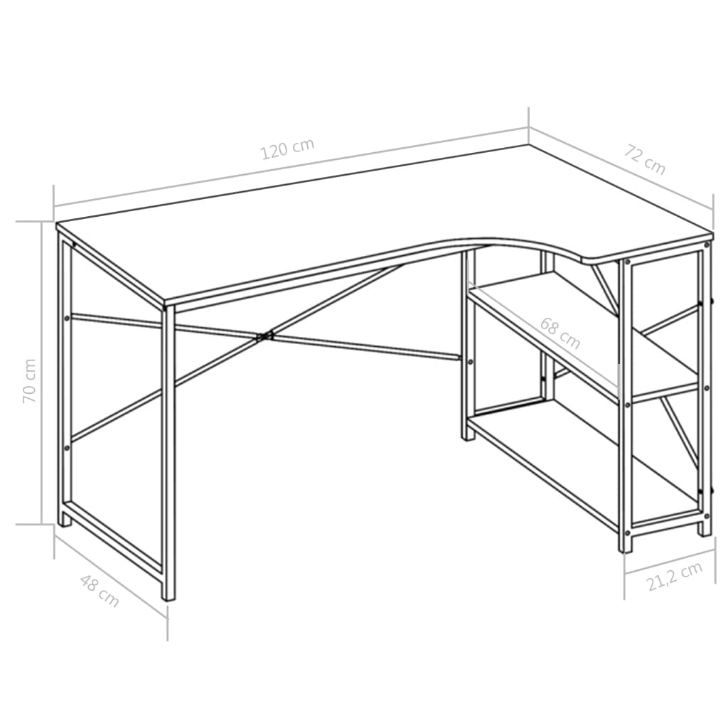 Bureau d'ordinateur Noir et chêne 120 x 72 x 70 cm - XIOS