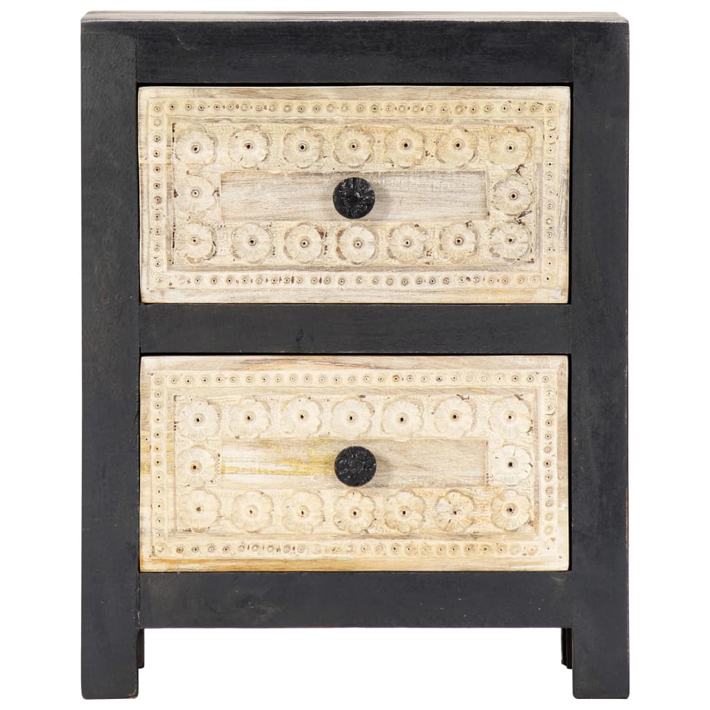 Table de chevet sculptée à la main Gris 40x30x50 cm Manguier - XIOS