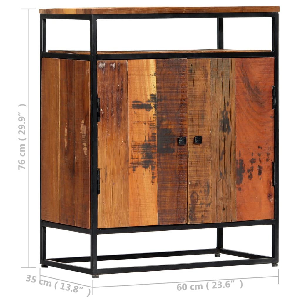 Armoire latérale 60x35x76 cm Bois récupération massif et acier - XIOS