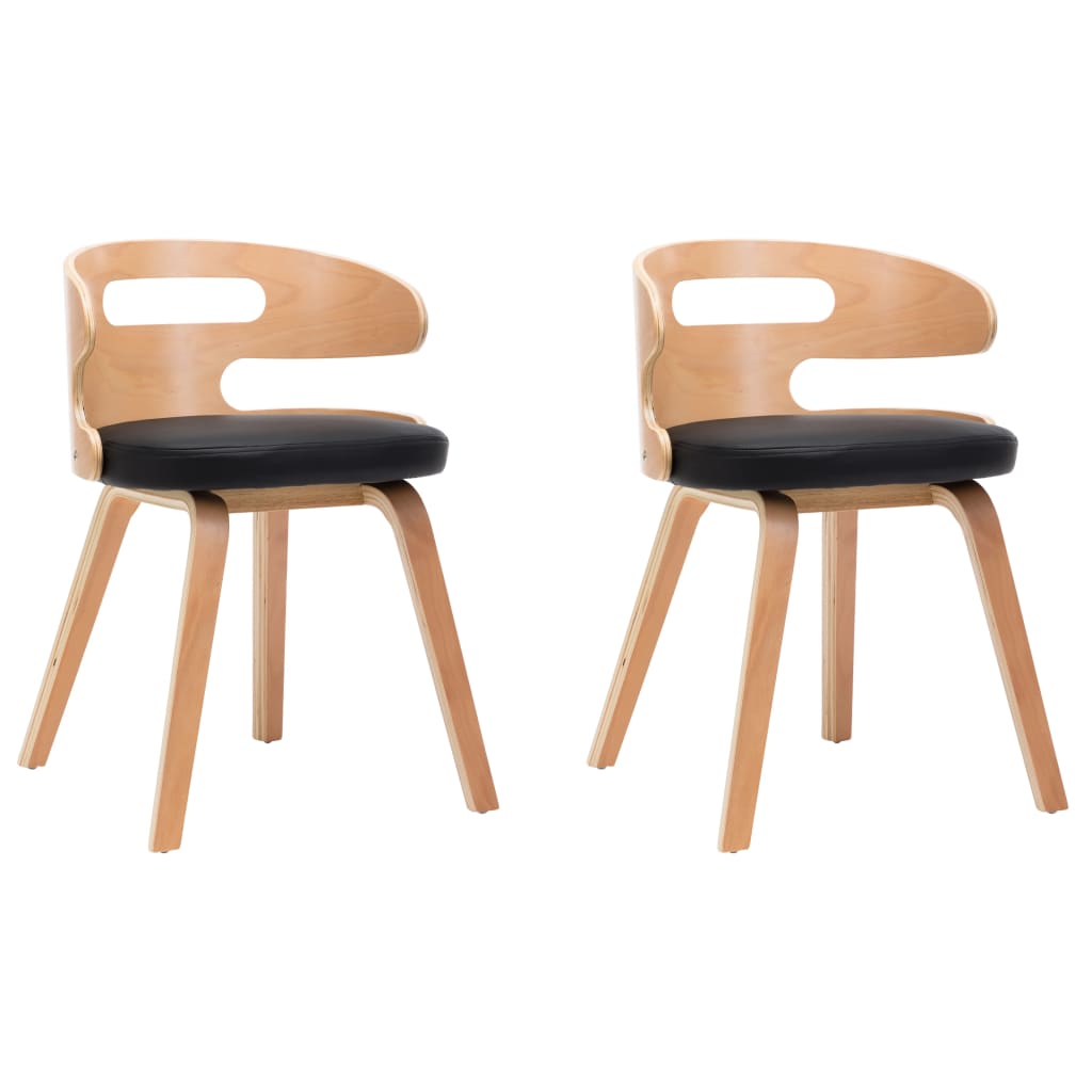 Chaises à manger lot de 2 noir bois courbé et similicuir Chaises de cuisine vidaXL