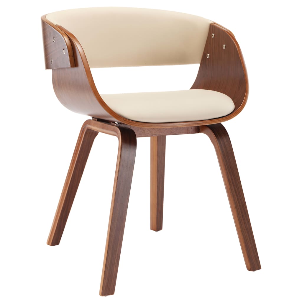 Chaise à manger crème bois courbé et similicuir - XIOS