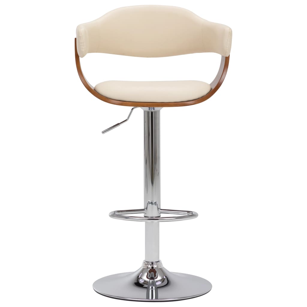 Tabourets de bar lot de 2 crème bois courbé et similicuir - XIOS