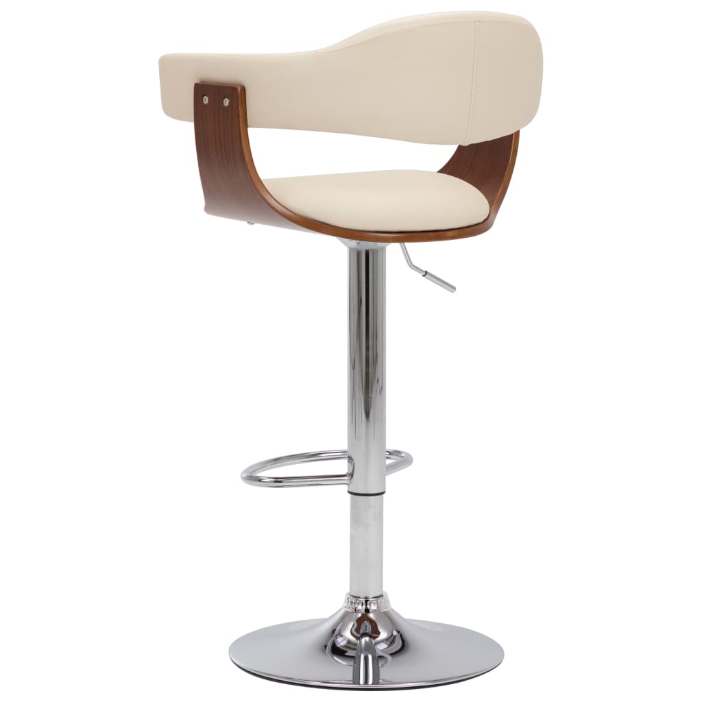 Tabourets de bar lot de 2 crème bois courbé et similicuir - XIOS