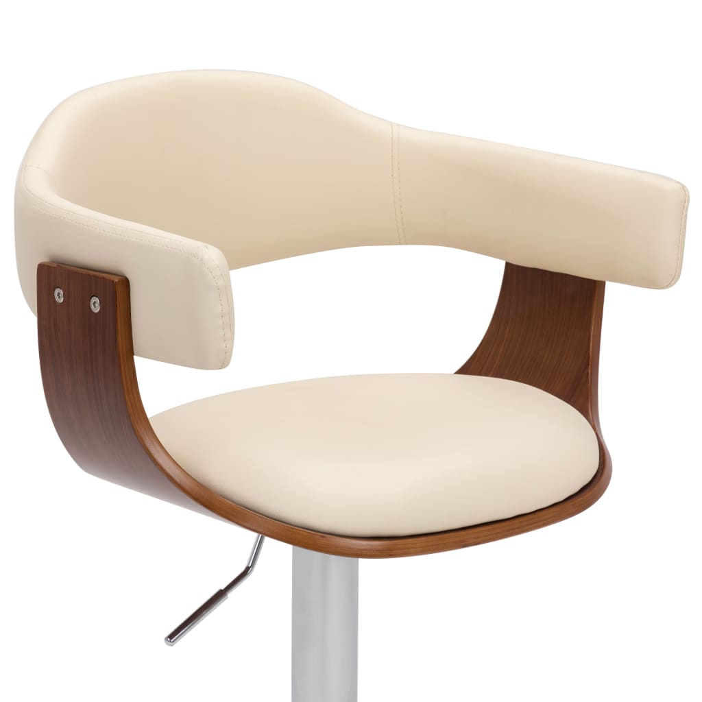Tabourets de bar lot de 2 crème bois courbé et similicuir - XIOS