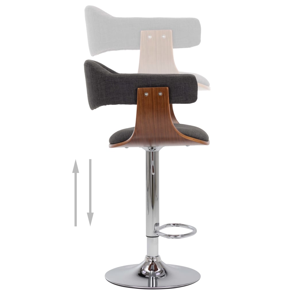 Tabourets de bar lot de 2 gris bois courbé et tissu - XIOS