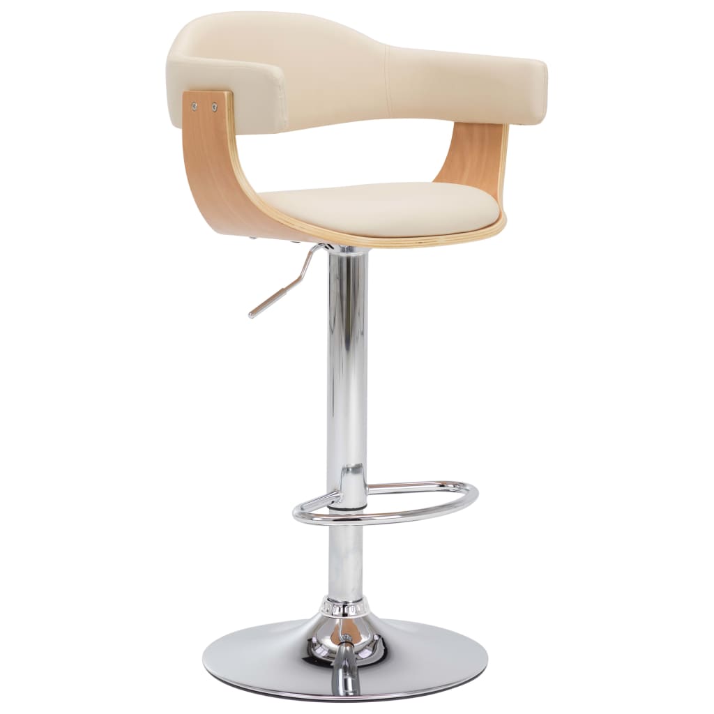 Tabourets de bar lot de 2 crème bois courbé et similicuir - XIOS