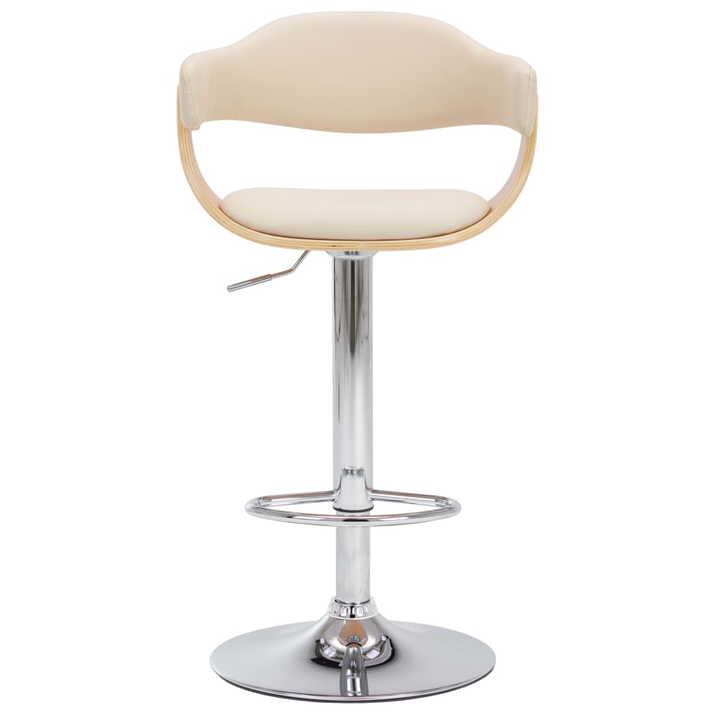 Tabourets de bar lot de 2 crème bois courbé et similicuir - XIOS