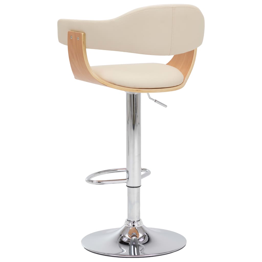 Tabourets de bar lot de 2 crème bois courbé et similicuir - XIOS